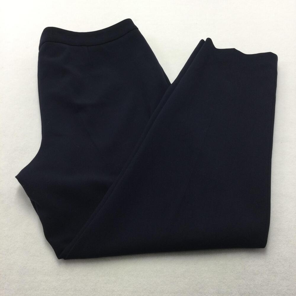 Hugo Boss Pants Womens 12 Navy Blue Crepe Side Zip Straight Leg Dress Workwear